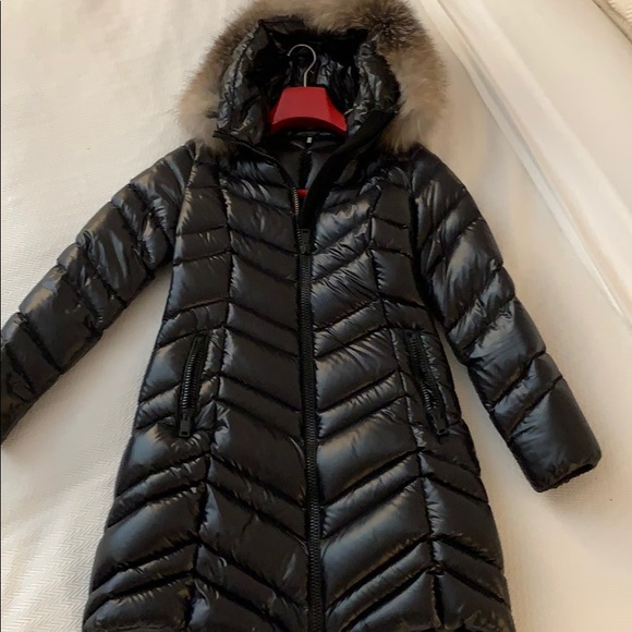 fulmar hooded down puffer coat with removable genuine fox fur trim